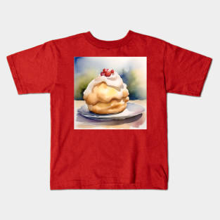 National Cream Puff Day- January 2 - Watercolor Kids T-Shirt